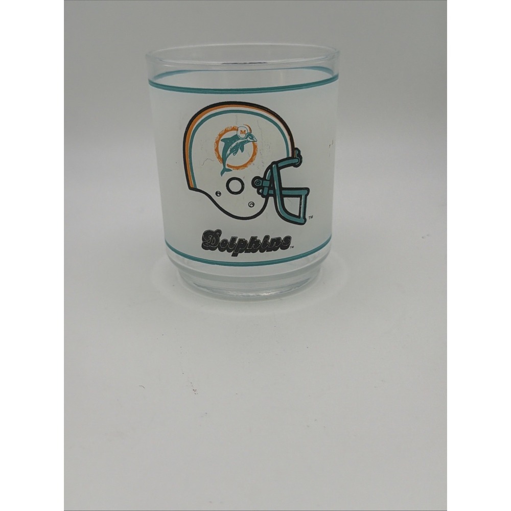NFL Miami Dolphins Frosted  Drinking Glass 4 inch tall NFL Mobile Replacement